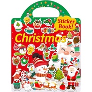 Christmas Reusable Sticker Books for Toddlers 2-4 Years Fun Sticker Books for Toddlers 1-3 Christmas Party Favors Cute Waterproof Stickers for Teens Christmas Gift Girls Boys