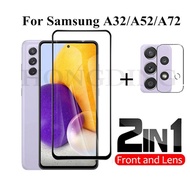 2in1กระจกนิรภัยสำหรับ Samsung Galaxy A52S A32 5G A52 A72เลนส์กล้องถ่ายรูปฟิล์มป้องกันสำหรับ A72 A52 5G 32 72เลนส์แก้วป้องกัน