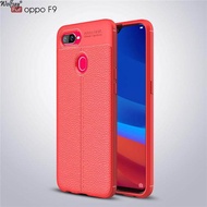 Oppo F9 Slim Leather Laychee Grained Medium Hard Polycarbonate TPU Back Cover Phone Casing