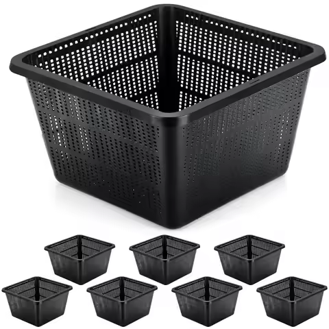 Pcs Aquatic Plant Baskets for Hydroponics Water Garden Plant Pots Black Plastic Mesh Basket 9 x 9 x 