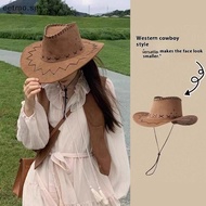 [eetmo] Women Men Cowboy Hat Western Suede Cowgirl Hats Fashion West Fancy Dress Party Headwear Unis