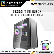 DARKFLASH DK353 Mini M-ATX PC Case Black | Mesh Front Panel | 3 x ARGB Fans | USB 3.0 Ready