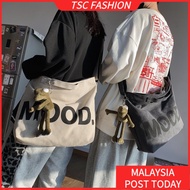 Korean Men's Messenger Bag Fashion Ins Large Capacity Japanese Retro Harajuku Leisure Simple Canvas 