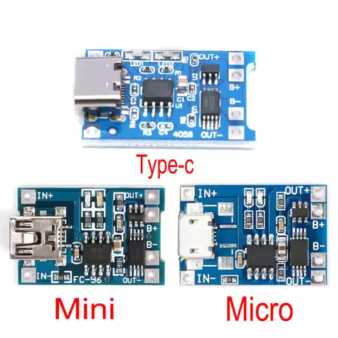 5V 1A Micro USB 18650 type-c Lithium Battery Charging Board Charger Module+Protection Dual Functions