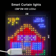 【XYMS Mall】 LED Smart Curtain Lights with Bluetooth App RGB Fairy Lights for Party Decoration
