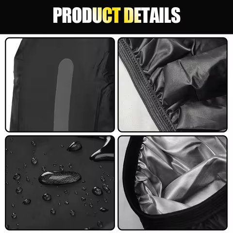 Waterproof Backpack Cover Reflective Strips 10L-80L 6 Sizes Lightweight 46-110g Silver Coating Black