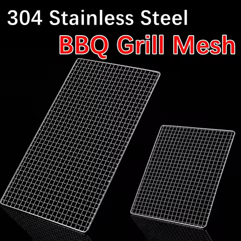 Square 304 Stainless Steel BBQ Grill Net Mesh Korean Barbecue Non-stick Grilling Mats Outdoor Bbq Gr