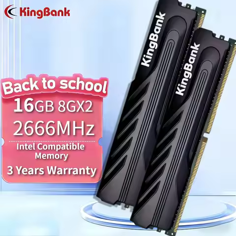 Original KingBank RAM DDR4 8Gx2 2666MHz Intel Exclusive Desktop Gaming Memory with Black Heat Sink M