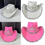 NEX Bachelorettes Party Hat Bridal Shower Hat Women Cowgirl Hat Wedding Accessories Sequined Brims H