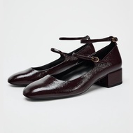 Korean 2025 ZARAˉ 2024 Winter New Thick Heel With Sandals Double Buckle High Heel Low Mouth Single S