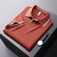 Mulberry Silk Washed Short-Sleeved Polo Shirt Men's Business Casual Non-Iron T-Shirt Trendy Workwear