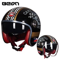 ❀⋮ ️BEON motorcycle helmet retro vespa helmets  vintage open face helmet Halley half helmet 3/4 casq