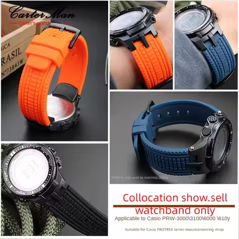 PRG-300 330 watchband For Casio Mountaineering PROTREK PRW-3000 PRW-3100 PRW-6000 PRW-6100Y Silicone