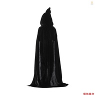 Ado)Halloween Hooded Cloak Velvet Cape Unisex Kids Children Long Cloak Fancy Dress Role Cosplay Cost