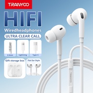 TRANYOO Wired Earphones, HiFi Sound Quality, suitable for smartphones, tablets with iPhone / Type-C 