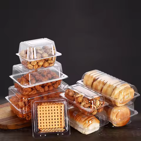 100Pcs Disposable Plastic Cake Packing Boes Clear Fruit Salad Bread Box Takeway Bento Boxes Party Co