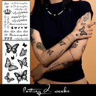 2 ชิ้น น้ำผลไม้สมุนไพรกึ่งถาวรสักลายแม่เหล็ก, หัวใจ Y2K, ผีเสื้อ, เส้นEKG, มงกุฎ, ลวดลายเพชร, กันน้ำ