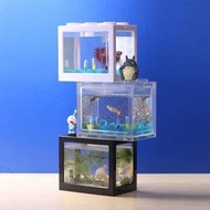 下殺ING桌面魚缸 小型積木盒魚缸泰國斗魚專用魚缸小型桌面魚缸生態造景創意小魚缸