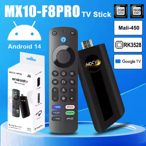 MX10 F8PRO Smart TV stick Android14 ATV RK3528 1080P HD TV box 2.4/5G WiFi TV Receiver for Google Yo
