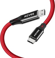 AGVEE 2 Pack 1ft USB-C OTG to Micro USB Cable, Braided Charger Data Sync Cord Charging Wire Adapter 