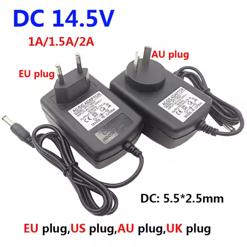 14.5v Power Supply uk au eu us Plug for 14.5 Volts 14.5 Converter dc 14.5v Convert 14.5 v Adapter 1A