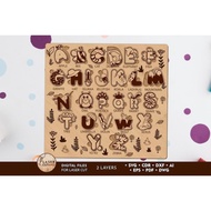 Alphabet Laser Cut File Puzzle Svg Kids Puzzle Svg and Puzzle Cnc File, Puzzle Dxf Svg and Letter La