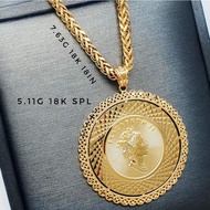 18K Saudi Gold Necklace with Queen Elizabeth Cameo Pendant PAWNABLE