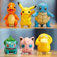 ฟิกเกอร์อนิเมะโปเกมอนยอดนิยมโมเดลของเล่น Pikachu Charmander Psyduck Squirtle Jigglypuff Bulbasaur Ka