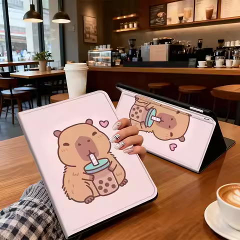 Cartoon Capybara Bubble Tea For Xiaomi Redmi Mi Pad 8 7 6 5 4 2 SE K 12.4 11.2 12.1 11 8.8 Pro Max U