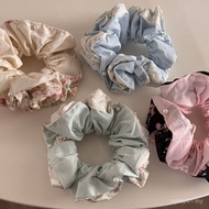 Mint Midsummer Fresh Gentle Elegant Floral Double-Layer Scrunchy Hair Tie Hair Ball Head All-Match H