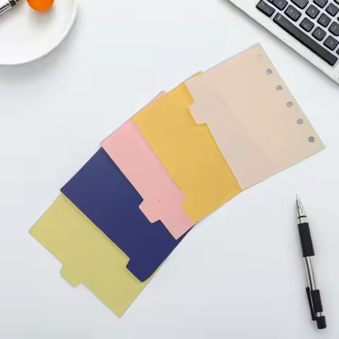 5Pcs Sturdy Paper Dividers with Tabs Mini Binder Inserts for A7 Discbound Notebook Tabs for Planners