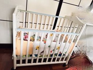 二手白色BB木床 連床圍