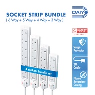 Daiyo Master Switch Bundle 3 + 4 + 5 + 6 Way Extension Sockets 2 Meter long