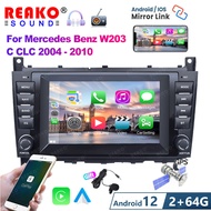 REAKOSOUND Android 12 Car radio GPS Stereo for Mercedes Benz W203 C180 C320 C55/W209 CLK200 CLK220 M