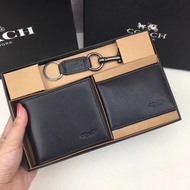COACH 74974🔥three-in-one gift box, men's wallet + card holder + keychain
