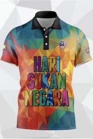 Jersey Hari Sukan Negara 2024 Baju Muslimah Labuh Tshirt Muslimah Jersey Microfibre Couple Set Malay