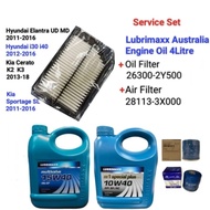Hyundai Elantra MD Kia Cerato K3 Lubrimaxx Australia Engine Oil 4Litre+Oil Filter 26300-2Y500+Air Fi