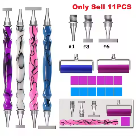 11 Diamond Art Pens with 1, 3, and 6 Stainless Steel Tips, Ergonomic Diamond Art Pens, Diamond Paint