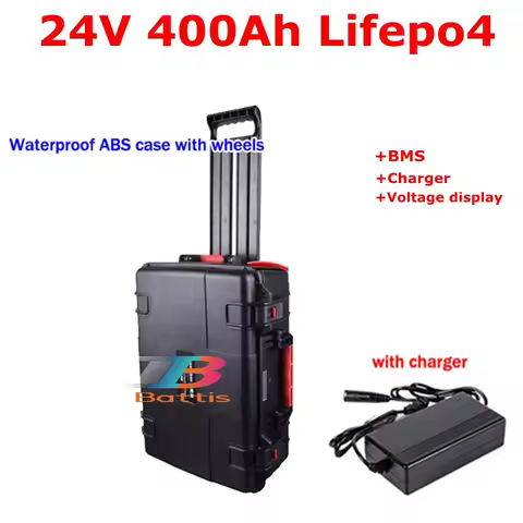 Waterproof 24V 400AH 500AH Lithium battery BMS 150A lifepo4 battery +20A Charger