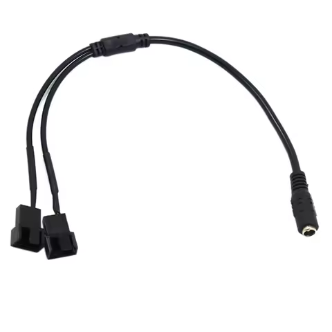 DC 5521 To 4Pin PWM 4 Pin 2 Way Computer PC Router Fan Power Adapter Cable 12V Computer Case Fan Cab