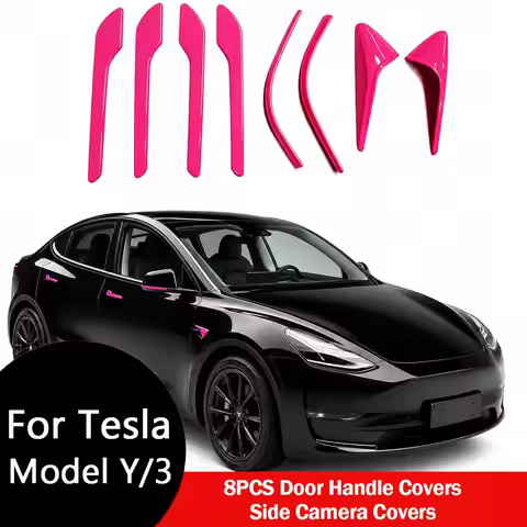 For Tesla Car Door Handle Covers 2026 Model Y Juniper Model 3 with HW 4.0 Camera Covers Side Mirror