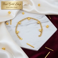 916 Gold (22K) Coconut Dangling Heart Bracelet