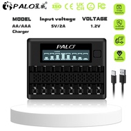 PALO USB 12-slot LCD display charger matching 1.2V AA/AAA 2A 3A battery