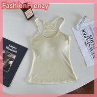 FashionFrenzyY Của phụ nữ Spaghetti dây đeo yếm với vú Pad mùa hè Mỹ Retro Màu rắn không tay Tank To