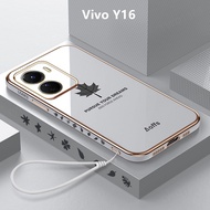 Vivo Y16 Phone Case Plating Casing Maple Leaves Cover Soft TPU Phone Case Vivo Y16