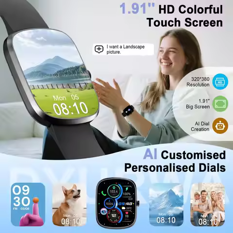 2026 AI Smart Watch Men Women ChatGPT Voice Assistant 1.91" HD Curved Display Bluetooth Call AI Heal