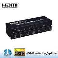 hipower shop 2 in 4 out 4KX2K HDMI Switch Splitter Compacting HDMI selector 2x4 6 Ports with Audio O
