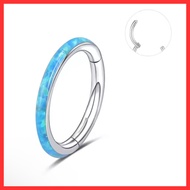 🌟 Titanium Opal Clicker Ring | Hypoallergenic Piercing Jewelry for Nose Septum Helix Cartilage
