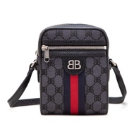 Gucci x Balenciaga The Hacker Project Black Monogram Jacquard Canvas Hacker Shoulder Zip Bag Silver 