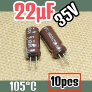 10pcs Kapasitor capasitor elko elco 35v 22uf 35v 22 uf 35 v 35volt ORIGINAL